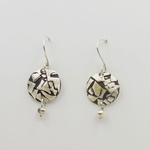 DKC-1067 Earrings Silver Circles with Black Accent $70 at Hunter Wolff Gallery